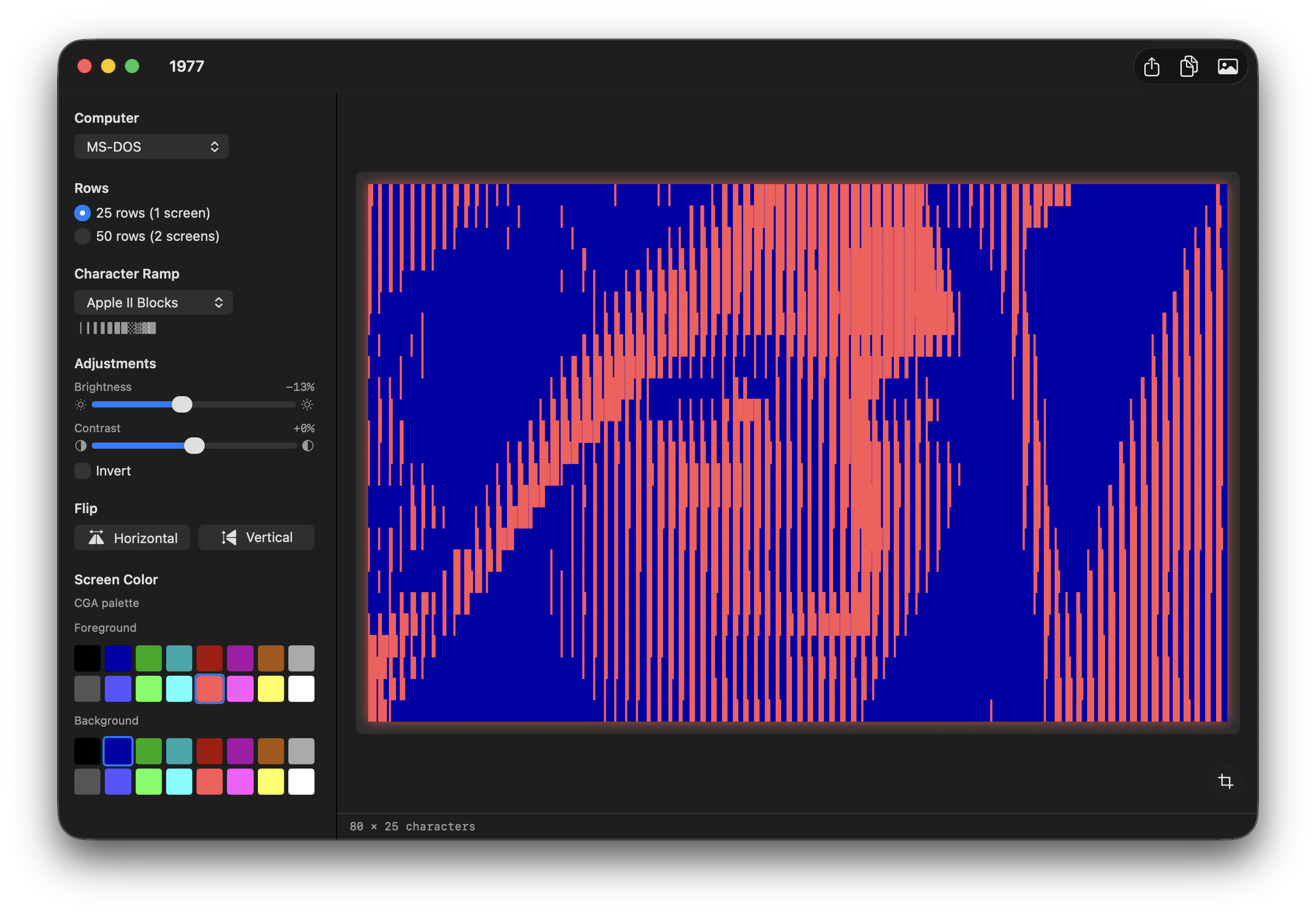 MS-DOS platform with custom CGA palette colors rendering a portrait