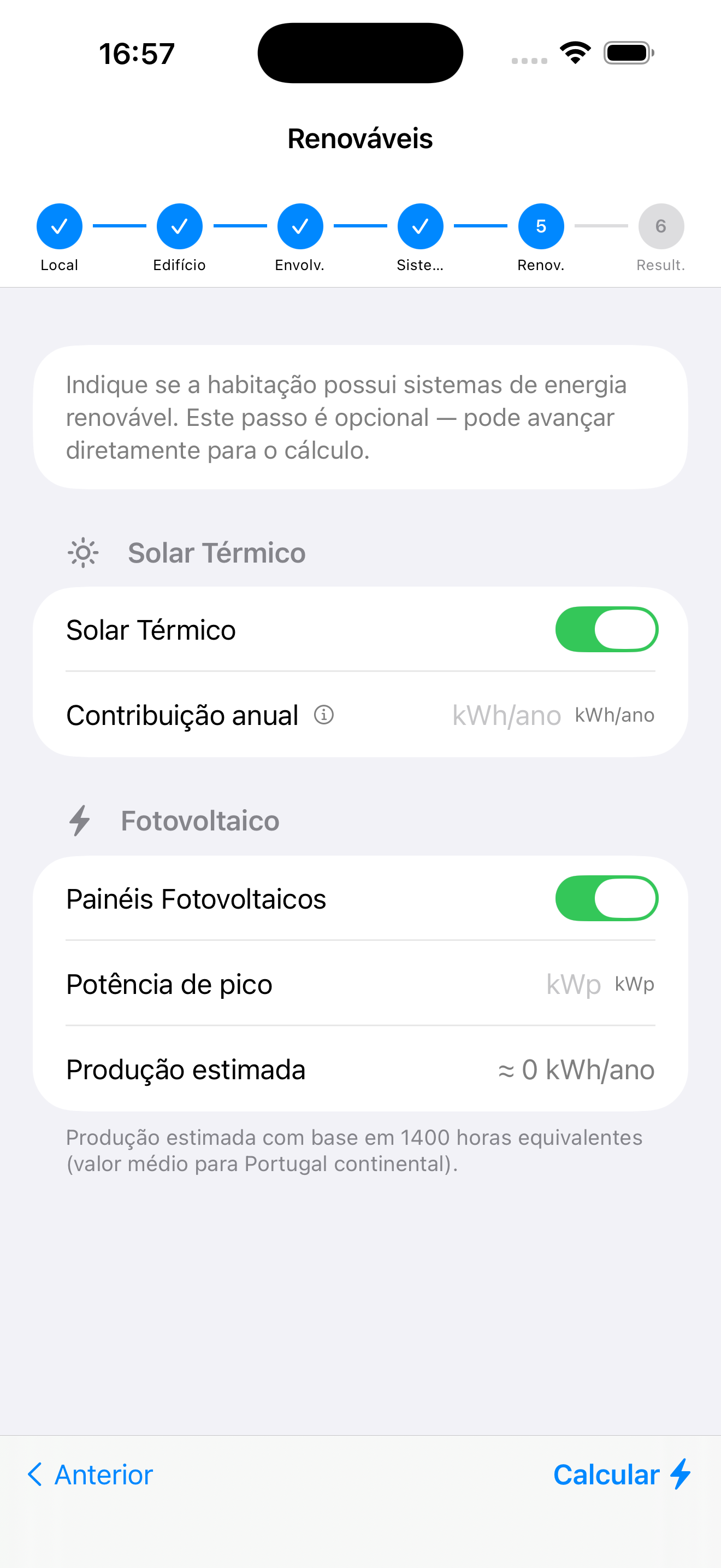 Passo 5 — Renováveis