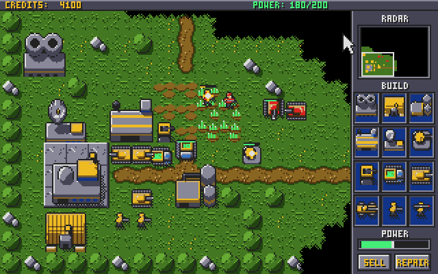 Enemy tanks and soldiers attacking the base, explosions near the ore field