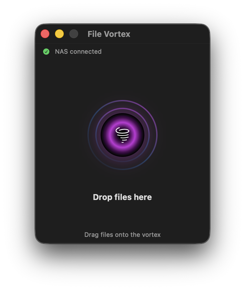 File Vortex Drop Window