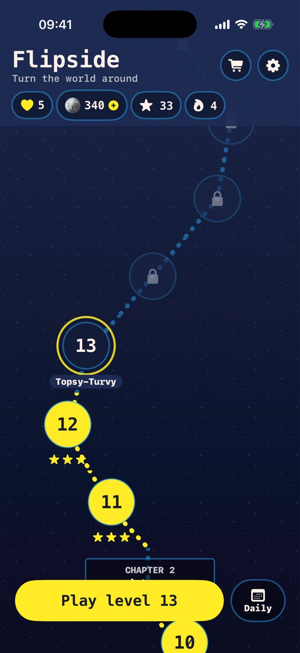 The Flipside level map