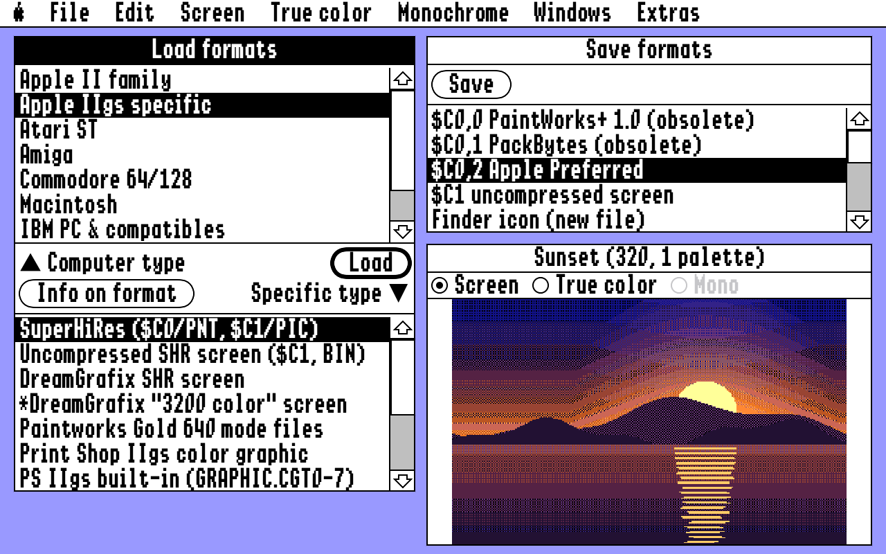 The GS Remap desktop with the Load formats, Save formats and Image windows