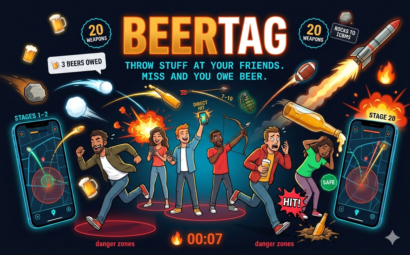 BeerTag - Throw Stuff at Your Friends. Miss and You Owe Beer.