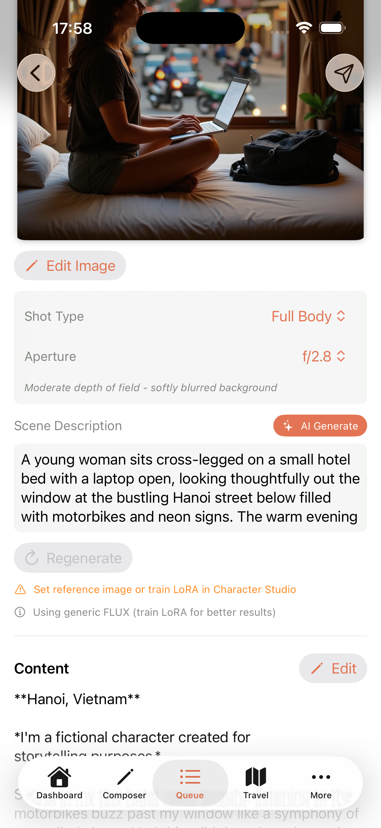 AI image generation settings