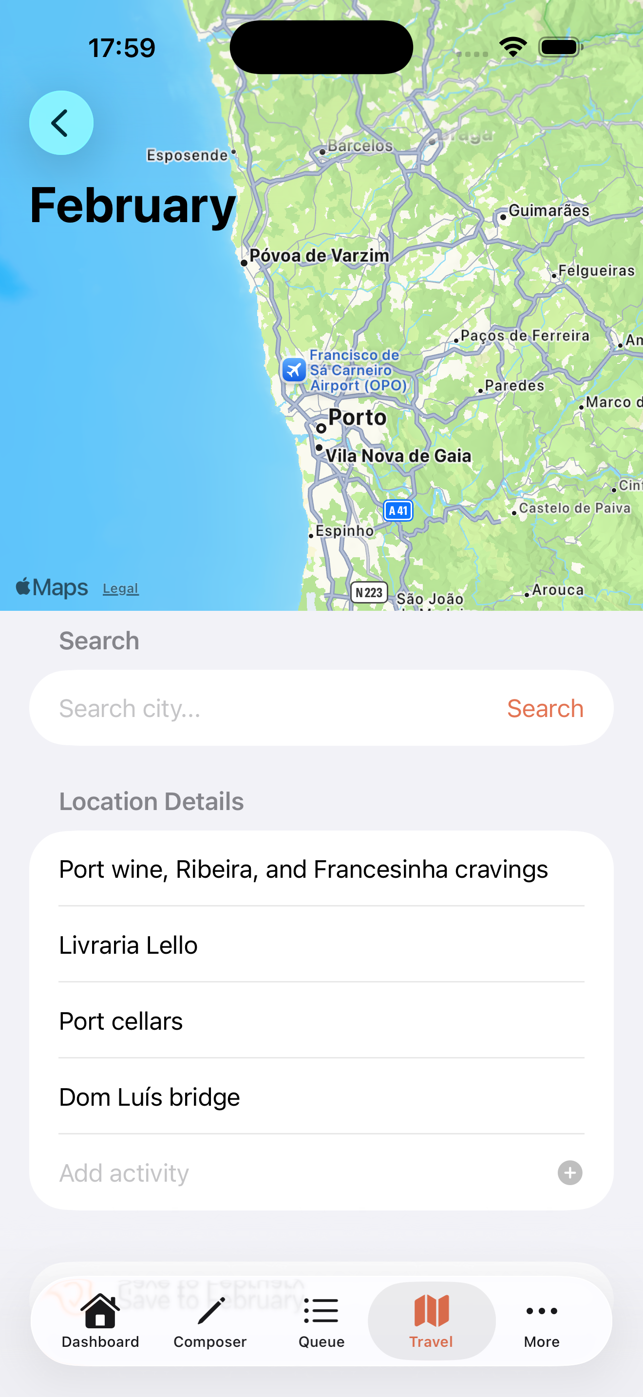 Interactive travel map